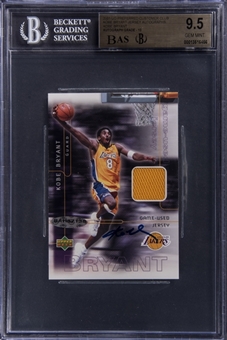 2001/02 UD "Preferred Customer Club Kobe Bryant Jersey Autographs" Kobe Bryant Signed Game Used Jersey Oversized Card (#103/150) – BGS GEM MINT 9.5/BGS 10/UDA